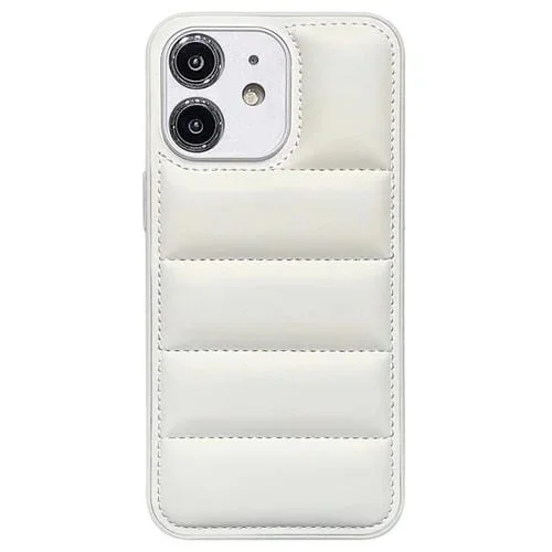 Funda para Teléfono iPhone 12 Airbag de Edredón con Orificio Fino (Blanco)