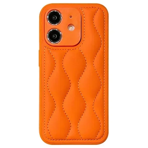 Funda para Teléfono iPhone 12 Airbag de Edredón Textura Forma de 8 (Naranja)