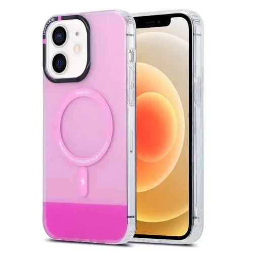 Funda para Teléfono iPhone 12 PC + TPU Imd Magsafe Magnética (Rosa)