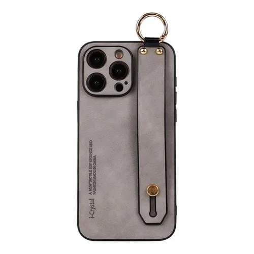 Funda para Teléfono iPhone 12 Pro con Soporte para Pulsera de Piel de Cordero (Gris Claro)