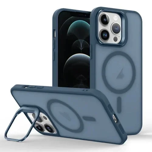 Funda para teléfono iPhone 12 Pro Magsafe Skin Feel Lens Holder (Azul Oscuro)