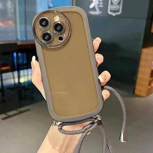 Funda para Teléfono iPhone 12 Pro Max Candy Colors TPU con Cordón (Negro)