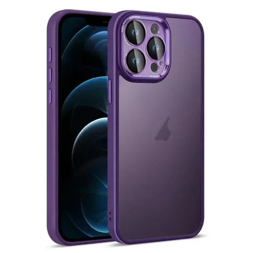 Funda para teléfono iPhone 12 Pro Max Colorful Armor Lens Film con sensación de piel translúcida (Púrpura)