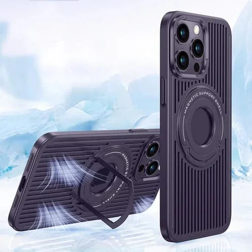 Funda para Teléfono iPhone 12 Pro Max Cooling Magsafe Soporte de Anillo Magnético (Púrpura)