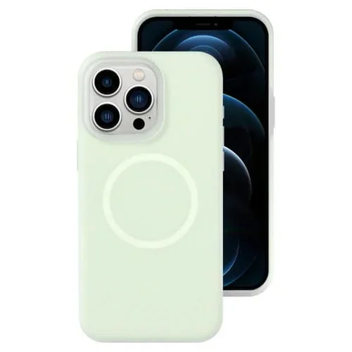 Funda para Teléfono iPhone 12 Pro Max Jelly Liquid Silicone Magsafe Magnética (Mint Mambo)
