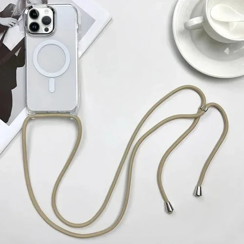Funda para Teléfono iPhone 12 Pro Max Magsafe Magnetic PC TPU con Cordón (Caqui)