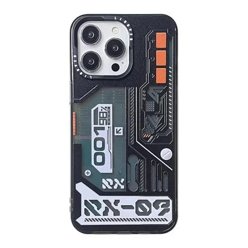 Funda para teléfono iPhone 12 Pro Max Mecha Circuit Board Pattern (Negro)