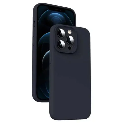 Funda para Teléfono iPhone 12 Pro Max Silicona Líquida Microfibra a Prueba de Golpes (Negro)