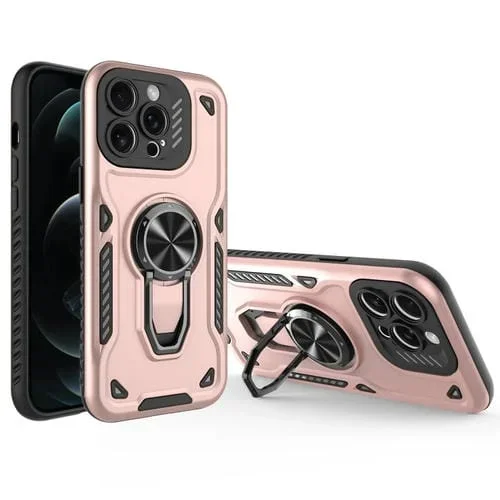 Funda para Teléfono iPhone 12 Pro Max Soporte Giratorio Metal TPU PC (Oro Rosa)