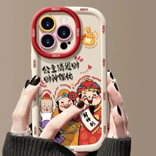 Funda para Teléfono iPhone 12 Pro Puffy Phone Case Princess Please Fortune God Of Wealth (Blanco)