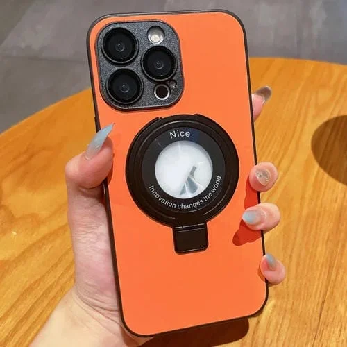 Funda para Teléfono iPhone 12 Pro Skin Feel Armor con Soporte Magnético (Naranja)