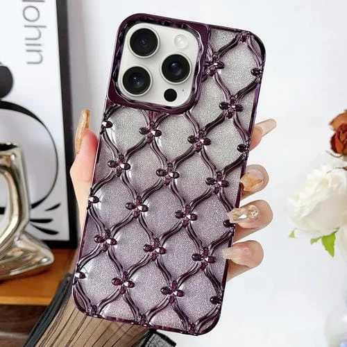 Funda para Teléfono iPhone 12 Pro Star Flower TPU Galvanizada con Papel con Brillo Degradado (Púrpura)