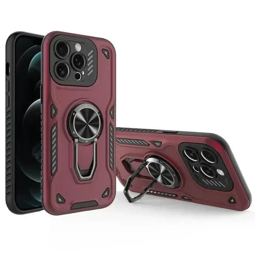 Funda para Teléfono iPhone 12 Pro TPU + PC Soporte Giratorio de Metal (Rojo Oscuro)