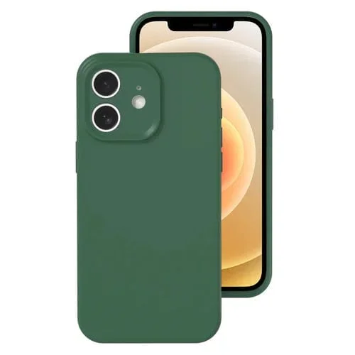 Funda para Teléfono iPhone 12 Silicona Líquida Cobertura Total Orificio Preciso (Verde Musgo)