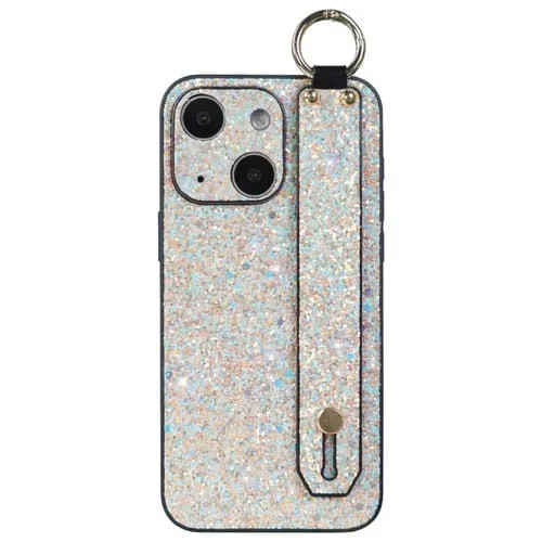 Funda para Teléfono iPhone 13 con Soporte para Pulsera Flash Diamond (Flash Gold)