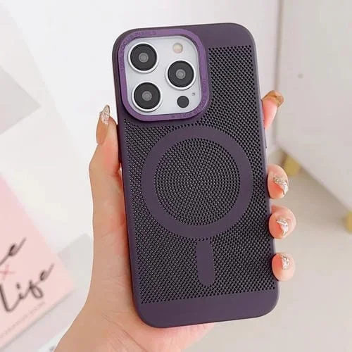 Funda para Teléfono iPhone 13 Grid Cooling Magsafe Magnética (Púrpura Oscuro)