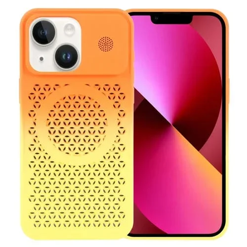 Funda para Teléfono iPhone 13 Magsafe Aromaterapia y Enfriamiento de Panal (Amarillo Naranja)