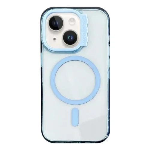 Funda para Teléfono iPhone 13 Magsafe Colorful Wavy Circle PC Hybrid TPU (Azul)
