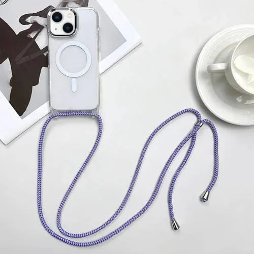 Funda para teléfono iPhone 13 Magsafe Magnetic PC + TPU con cordón (Albaricoque Azul Púrpura)