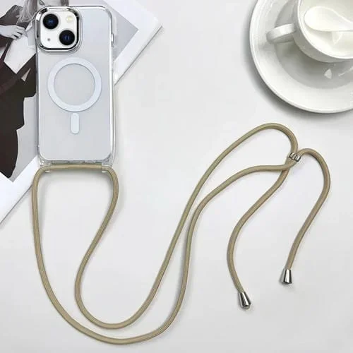 Funda para Teléfono iPhone 13 Magsafe Magnetic PC + TPU con Cordón (Caqui)