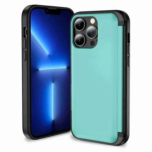 Funda para Teléfono iPhone 13 Pro 3 En 1 con Soporte Abatible (Cian)