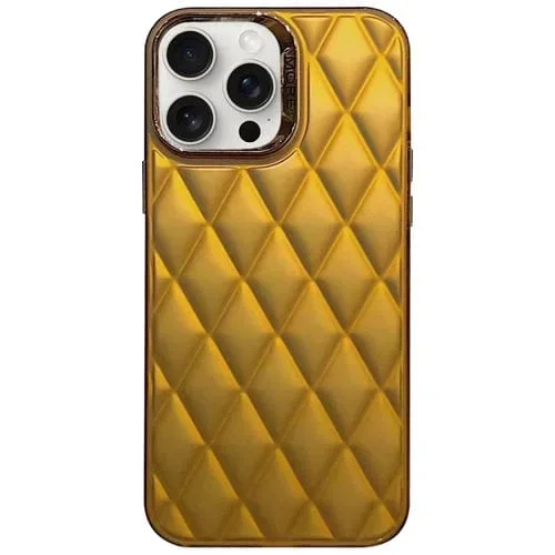 Funda para Teléfono iPhone 13 Pro 3D Rhombus Galvanoplastia TPU Híbrida PC (Oro)