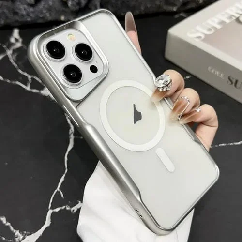 Funda para teléfono iPhone 13 Pro Blade Galvanoplastia Esmerilada Magsafe Magnética (Plata)