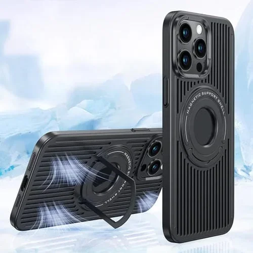 Funda para Teléfono iPhone 13 Pro Cooling Magsafe con Soporte de Anillo Magnético (Negro)