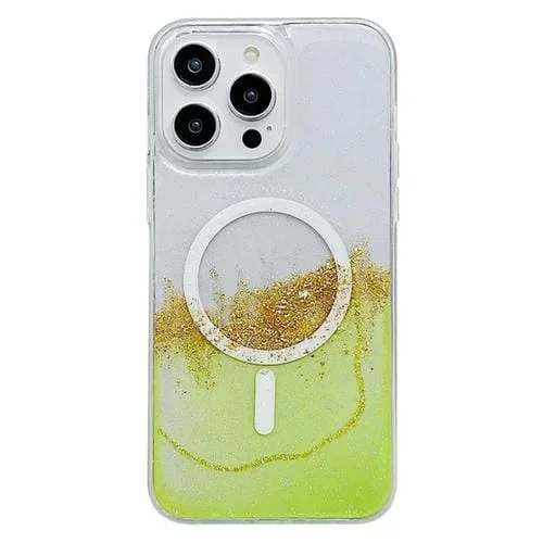 Funda para Teléfono iPhone 13 Pro Magsafe Gilding Hybrid Clear TPU (Verde)