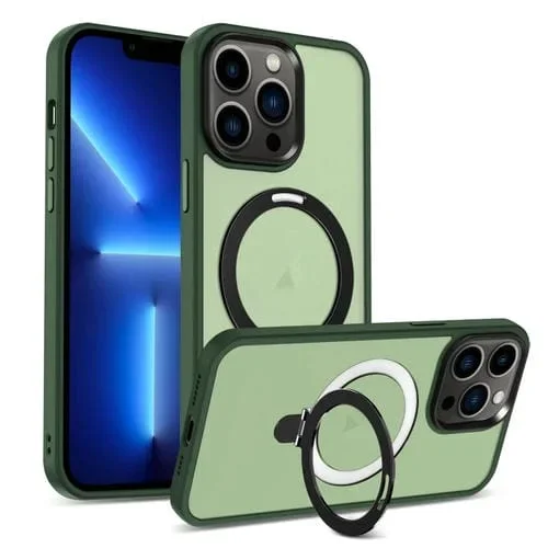 Funda para Teléfono iPhone 13 Pro Magsafe Holder Skin-Feel PC Hybrid (Verde)