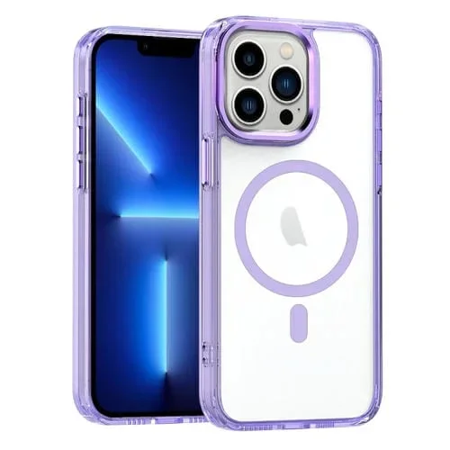 Funda para teléfono iPhone 13 Pro Magsafe Transparente Magnética (Púrpura)