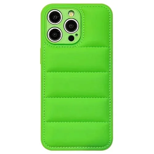 Funda para Teléfono iPhone 13 Pro Max Airbag de Edredón con Orificio Fino (Verde)