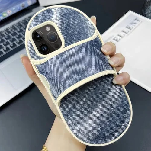 Funda para Teléfono iPhone 13 Pro Max Creative Denim Slipper TPU (Gris Azul)