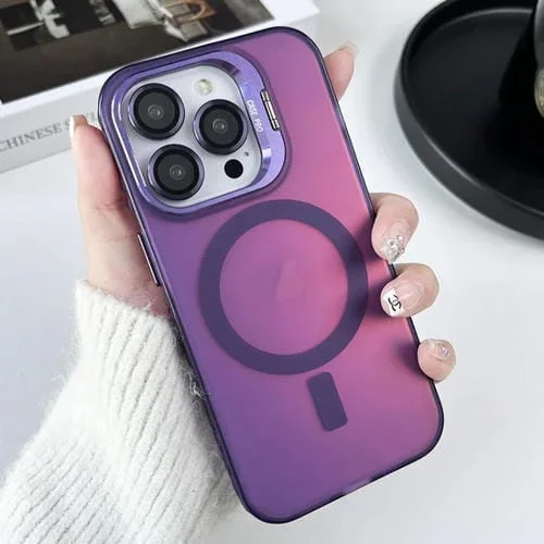 Funda para Teléfono iPhone 13 Pro Max Magsafe Lens Holder PC Hybrid TPU (Púrpura)