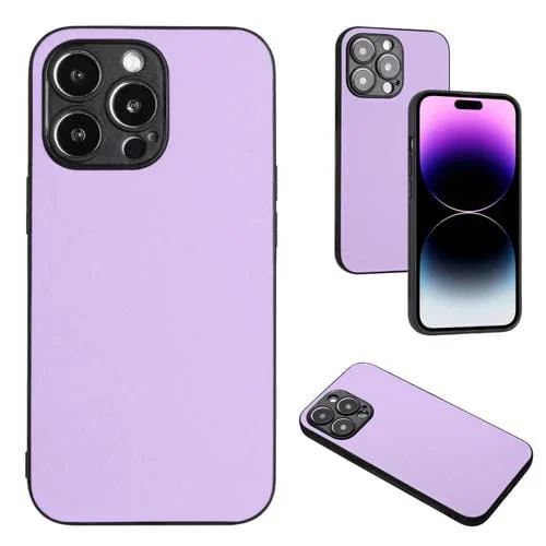 Funda para teléfono iPhone 13 Pro Max R20 con patrón de cuero (Púrpura)