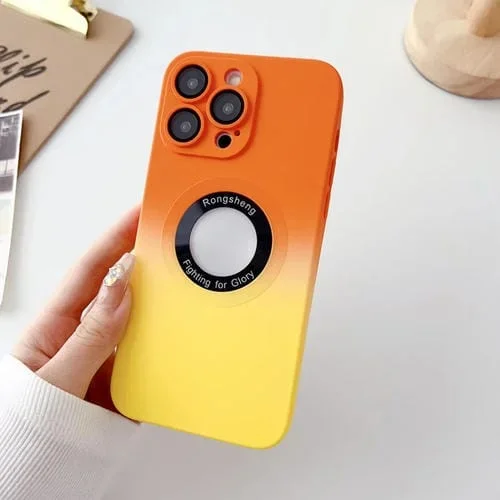 Funda para Teléfono iPhone 13 Pro Max TPU Magsafe Gradiente de Dos Colores (Naranja + Amarillo)