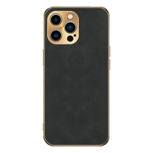 Funda para Teléfono iPhone 13 Pro Piel de Cordero Galvanizada (Negro)