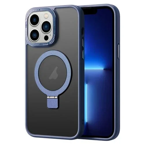 Funda para Teléfono iPhone 13 Pro Skin Feel Magsafe con Soporte Magnético (Azul Oscuro)