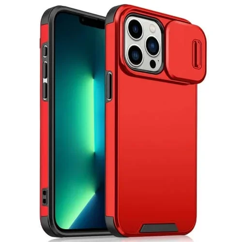 Funda para Teléfono iPhone 13 Pro Sliding Camshield TPU + PC (Rojo)