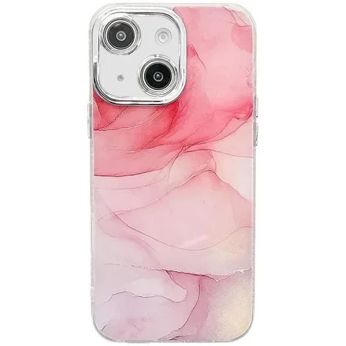 Funda para Teléfono iPhone 13 Textura Mármol Galvanizado (Rosa)