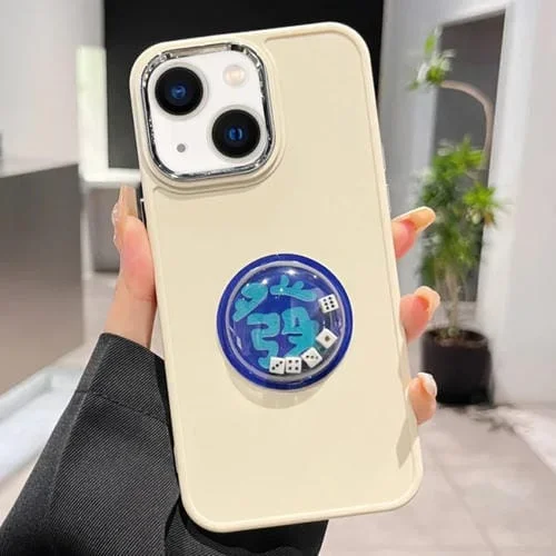 Funda para Teléfono iPhone 14 Anillo de Lente Electrochapado con Dados (Blanco)