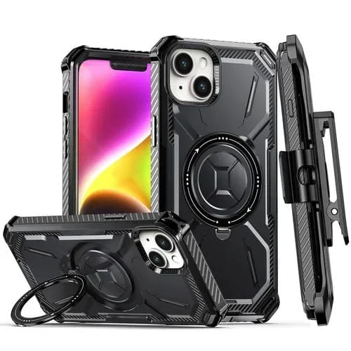 Funda para Teléfono iPhone 14 Armor Series Magsafe Magnética con Clip Trasero (Negro)