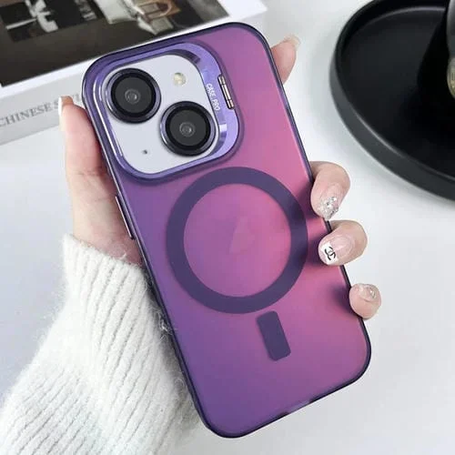 Funda para Teléfono iPhone 14 Magsafe Lens Holder PC Hybrid TPU (Púrpura)