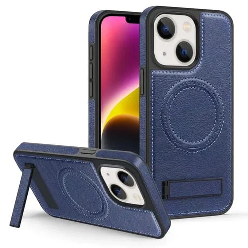 Funda para Teléfono iPhone 14 Magsafe Pu con Soporte Multifunción (Azul)