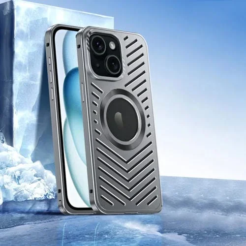 Funda para Teléfono iPhone 14 Magsafe Refrigeración Metal Magnético (Gris)