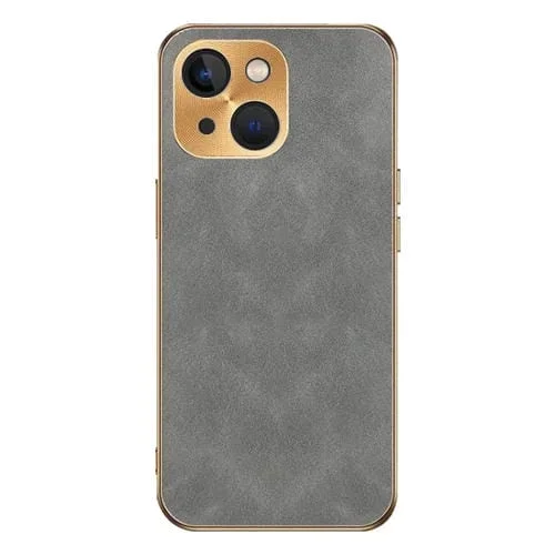 Funda para Teléfono iPhone 14 Piel de Cordero Galvanizada (Gris)