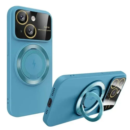 Funda para Teléfono iPhone 14 Plus con Soporte Magnético Magsafe y Ventana Grande (Azul Cielo)