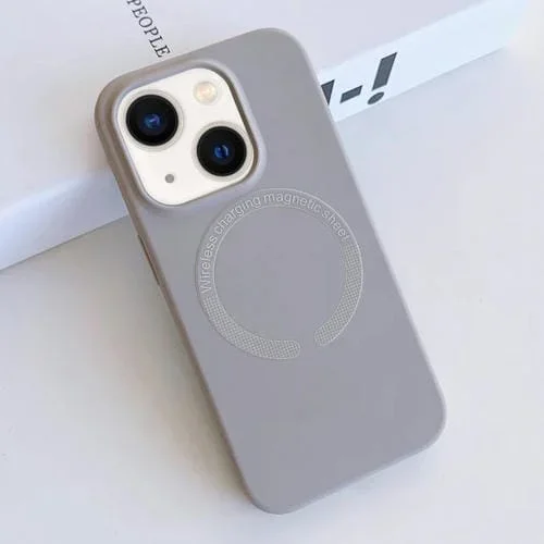 Funda para Teléfono iPhone 14 Plus Magsafe Silicona Líquida Magnética (Gris)