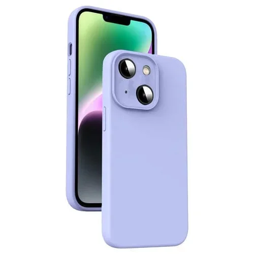 Funda para Teléfono iPhone 14 Plus Silicona Líquida Microfibra a Prueba de Golpes (Púrpura)
