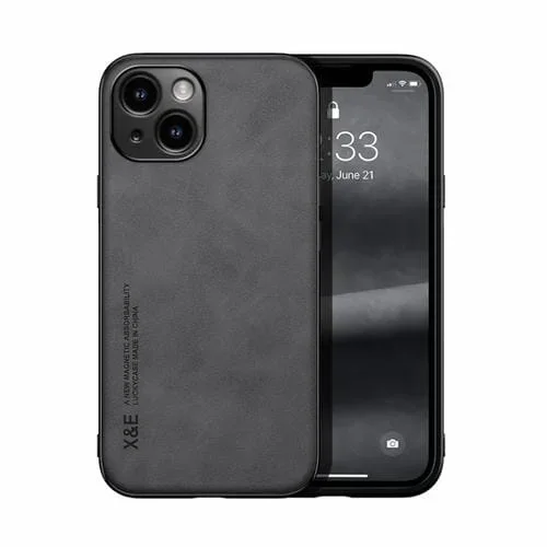 Funda para Teléfono iPhone 14 Plus Skin Feel Magnética Cuero (Gris Oscuro)